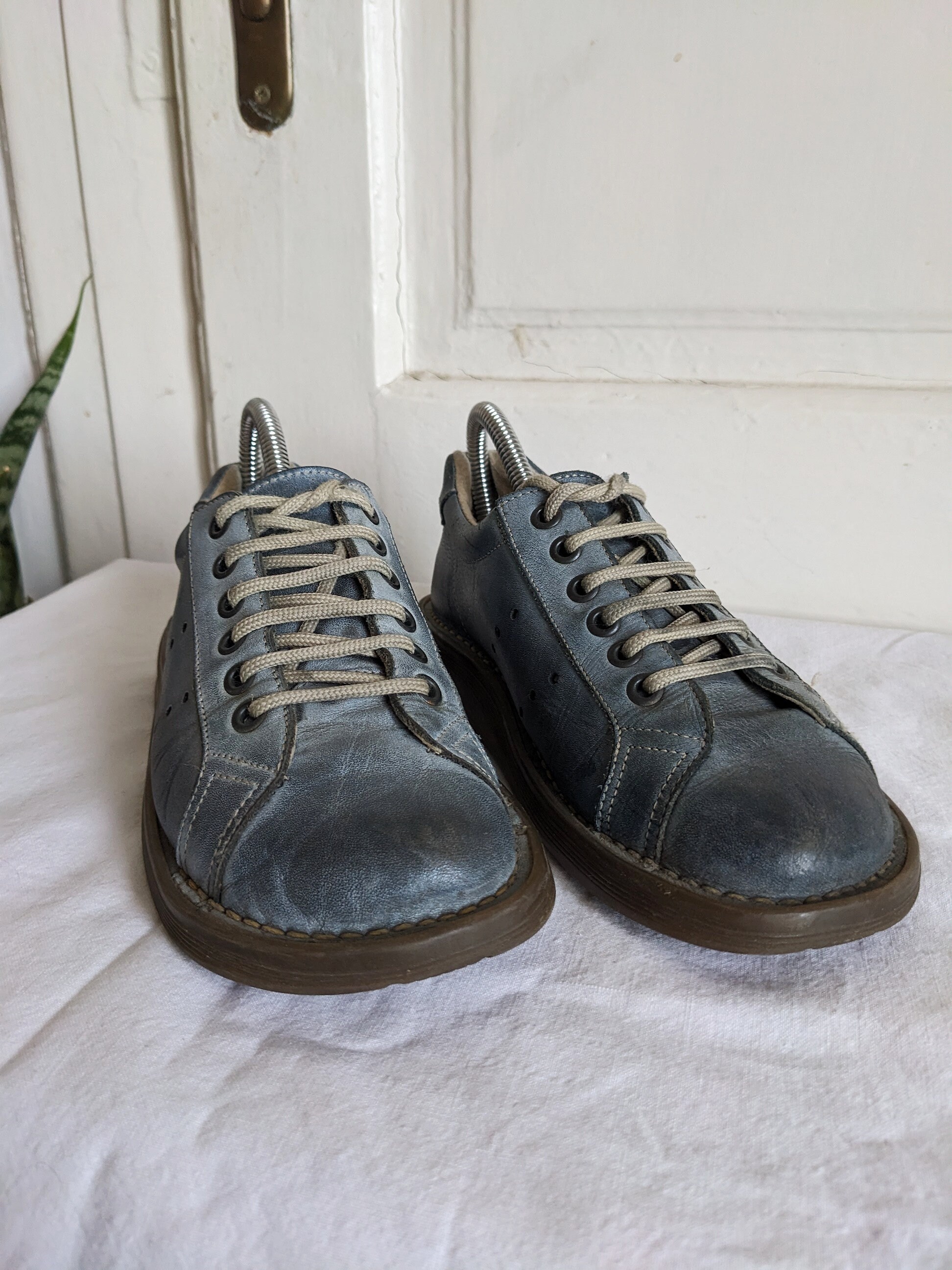 Vintage Dr Martens Blue Leather Shoes | Low Top Sneakers UK 