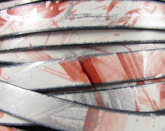 Coral Silver per INCH 10mm Flat Leather Cord