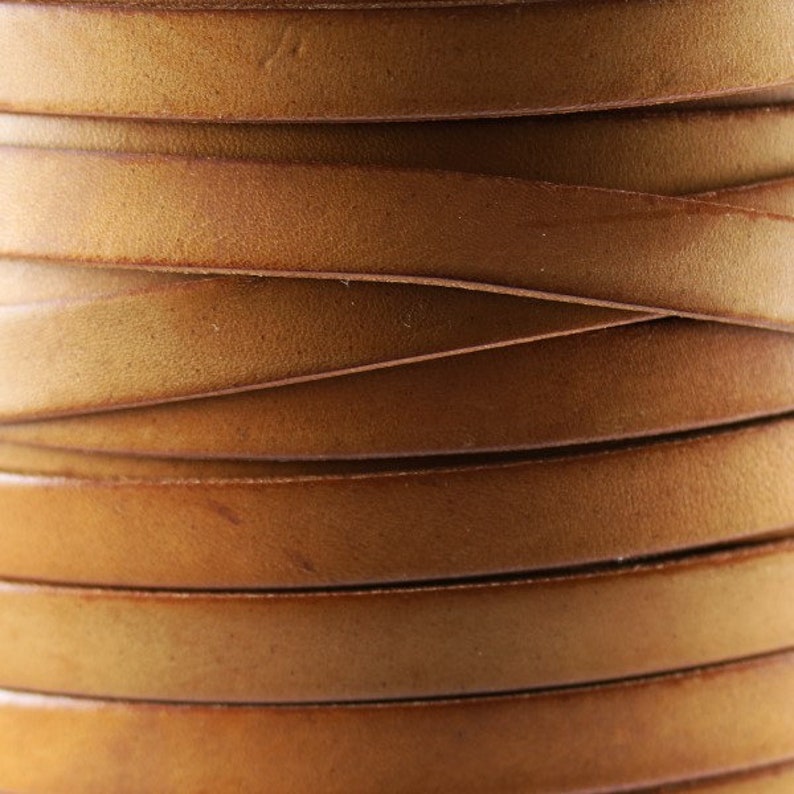 Bruciato 10mm Flat leather cord Tan per INCH