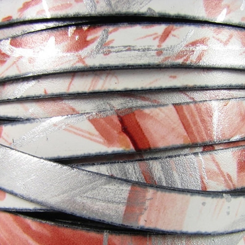 Coral Silver per INCH 10mm Flat Leather Cord