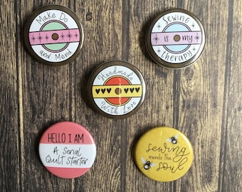 Sewing themed button Badges