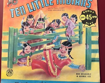 Ten Little Indians 45 Record with Sleeve, Child Life, Cricket Records