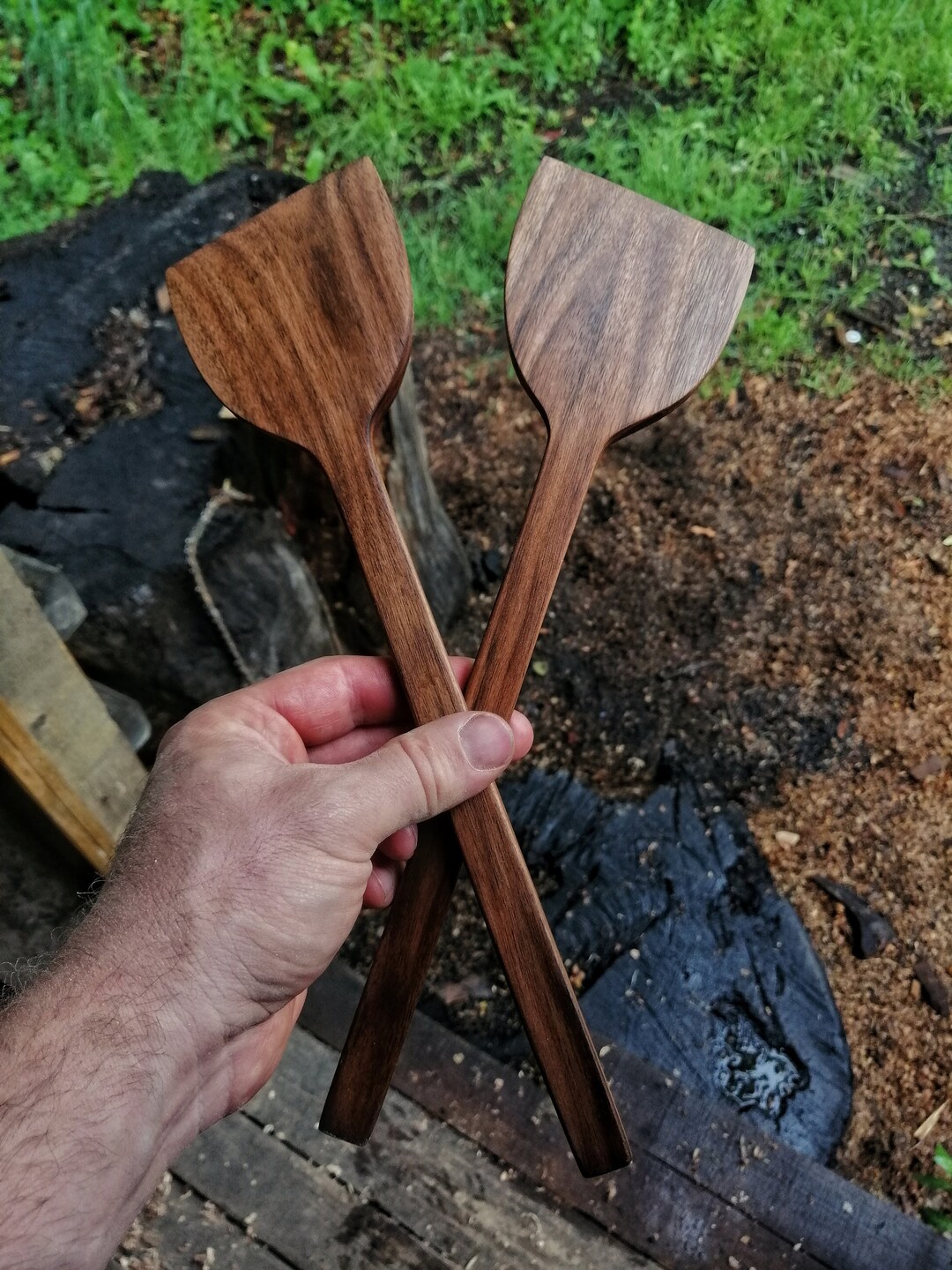 Handcrafted Walnut Wood Spatulas Set of 2 Premium Quality Etsy