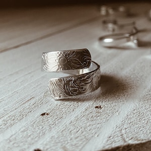 Floral Embossed Wrap Ring