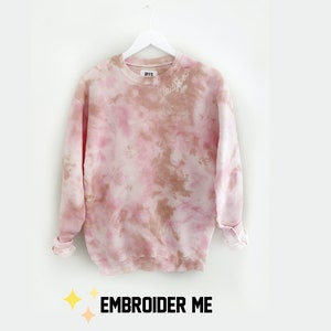 DUSTDYE ROSE STITCH &lt;3 embroidered collar tie-dye sweatshirt - unisex for adults - personalizable