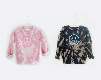 ALL SMILES SWEATSHIRT <3 one reverse tie-dye toddler, youth sweatshirt with smiling face print