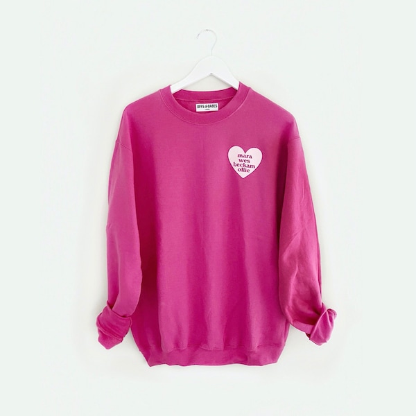 HEART U MOST 2.0 <3  personalized heart on a pink punch fleece sweatshirt - mom gift