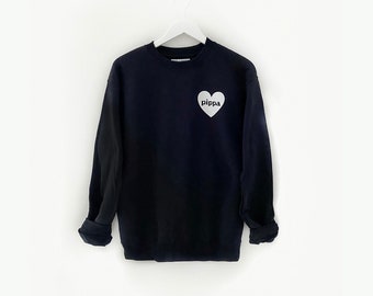 HEART U MOST 2.0 <3  personalized heart on a black fleece sweatshirt - mom gift