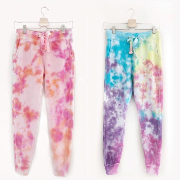 PARTIE-PANTS <3 women's tie-dye ultra soft fleece sweatpants in candye crush or sorbae