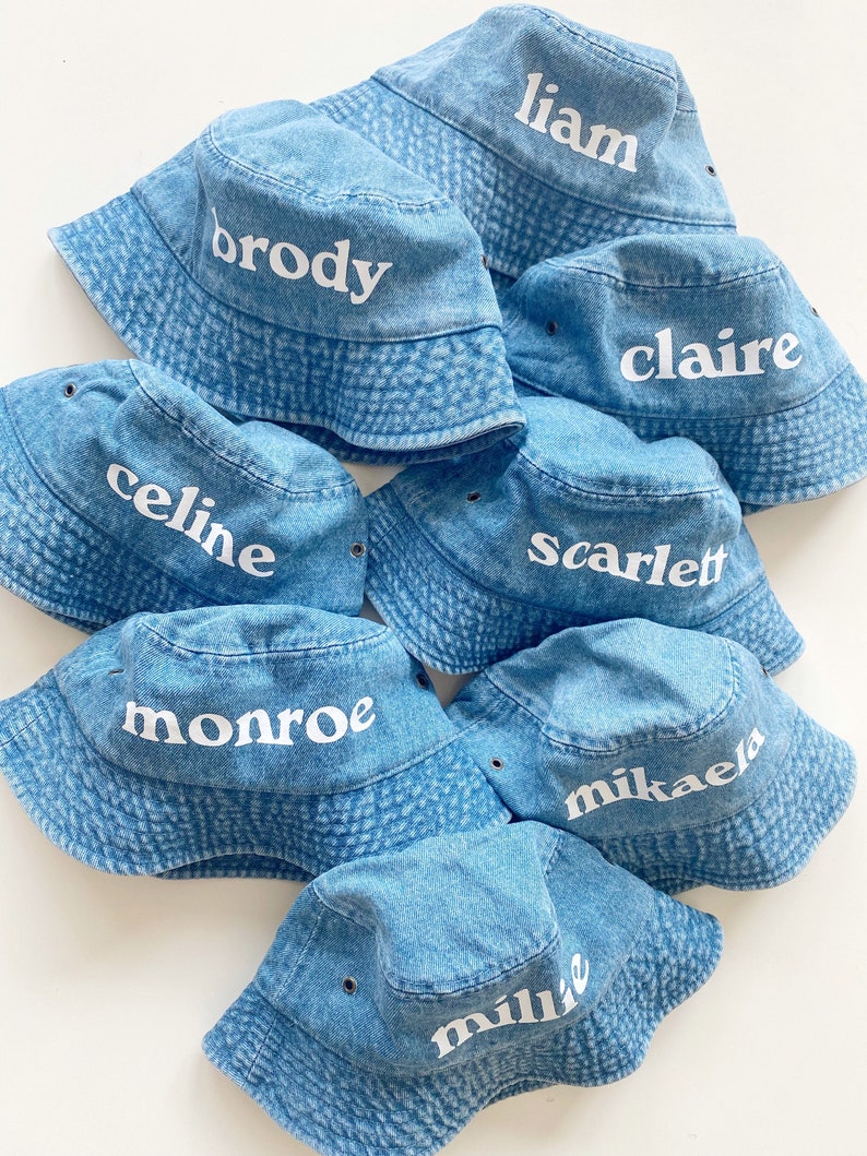 DENIM BUCKETS 3 kids or adult personalized denim bucket hat zdjęcie 2