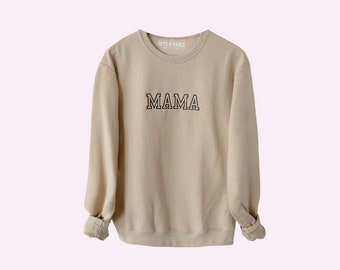 MAMA VARSITY STITCH <3 embroidered mama sweatshirt in beige