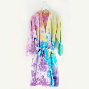 CANDYE CRUSH ROBE &lt;3 full length waffle kimono robe - tie-dye