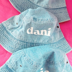 DENIM BUCKETS 3 kids or adult personalized denim bucket hat image 6