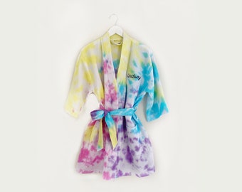 NAME DROP <3 embroidered mini robe in Candye Crush tie-dye