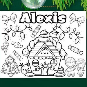Personalized Christmas Coloring Page, Placemat, Personalized Christmas, Printable, Customizable Placemat