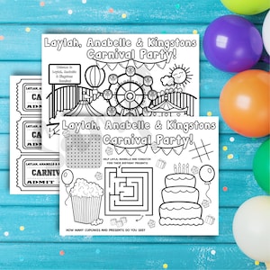 Juego de 3 páginas para colorear imprimibles de feliz cumpleaños de carnaval