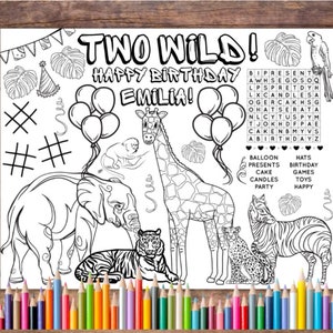 Customizable Two Wild Birthday Printable Coloring Page, Two Wild Party Favor, Two Wild Party Activity, Second Birthday Party, Activity Page