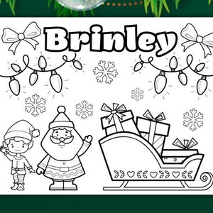 Personalized Christmas Coloring Page, Placemat, Personalized Christmas, Printable, Customizable Placemat