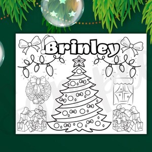 Personalized Christmas Coloring Page, Placemat, Personalized Christmas, Printable, Customizable Placemat