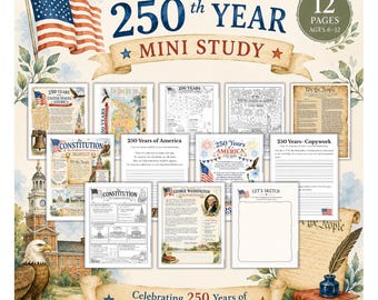Mini-studio sui 250 anni degli Stati Uniti / Unità didattica sulla storia degli Stati Uniti / Costituzione, George Washington, schede di lavoro, poesie e esercizi di copiatura / PDF