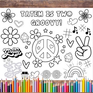 Customizable Two Groovy Printable Coloring Page