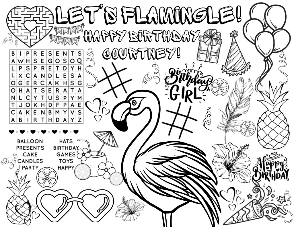 Customizable Lets Flamingle Birthday Printable Coloring Page, LETS ...
