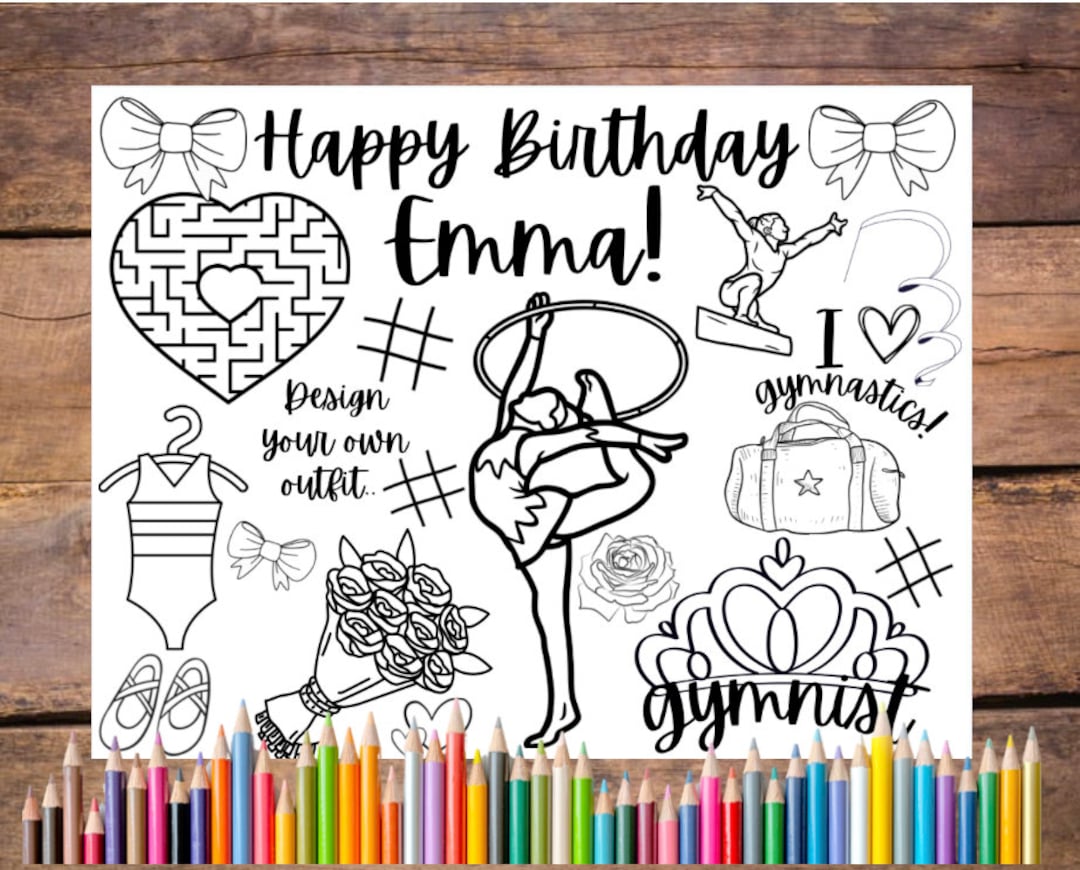 Customizable Gymnastics Printable Coloring and Activity Page ...