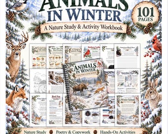 Arbeitsheft „Tiere im Winter – Naturkunde“ | Wintertiere – Lehrplan für den Heimunterricht | Wildtiere, Gedichte, Abschreibübungen & Aktivitäten | 101 Seiten