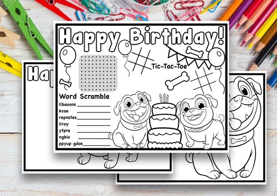set of 3 printable puppy dog pals birthday coloring pages etsy