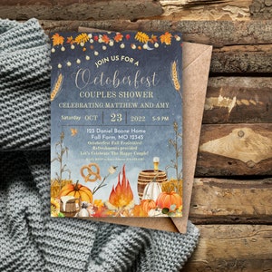Customizable Octoberfest Couples Shower Party Invitations, Fall Invitations, Fall, Pumpkin, Halloween, Fall, Harvest Party