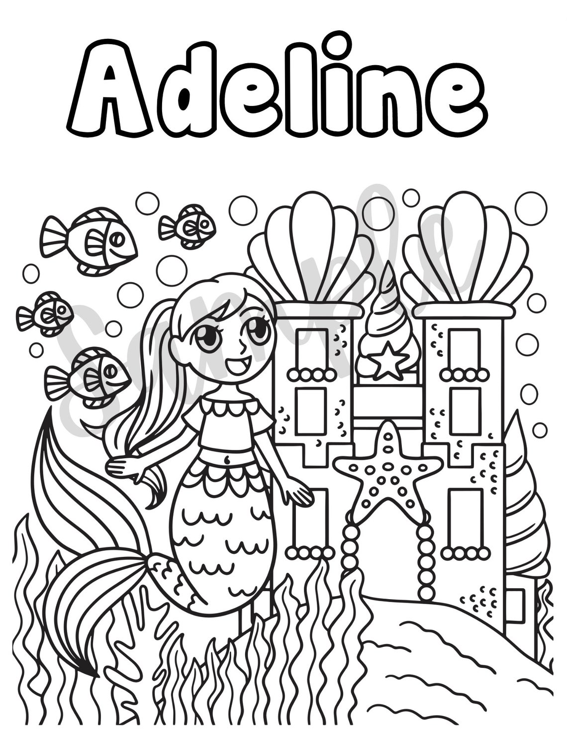 Set of 15 Customizable Mermaid Coloring Pages Mermaid - Etsy