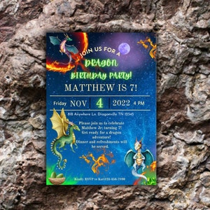 Customizable Dragon Party Invitations, Dragon Birthday Invitations, Dragon Party, Boy Birthday Party