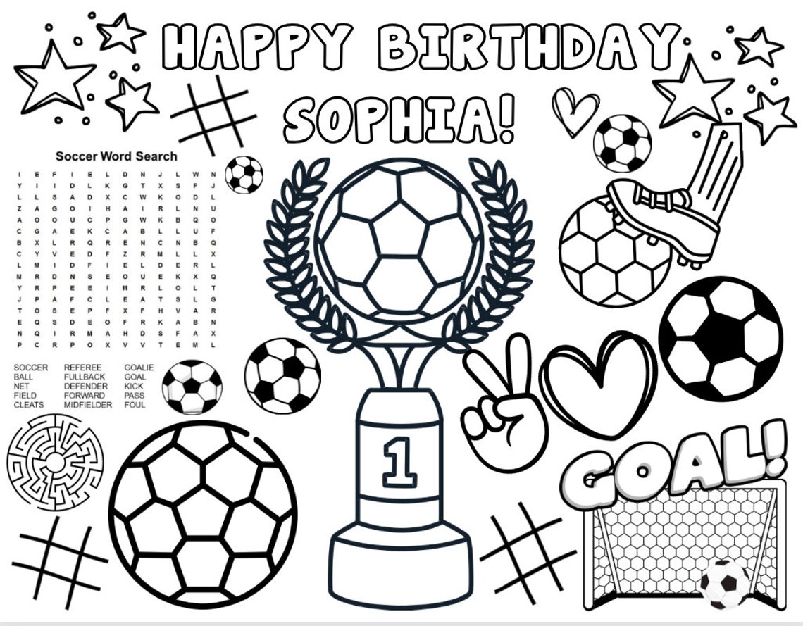 Customizable Printable Soccer Birthday Coloring Pages, Soccer Party ...