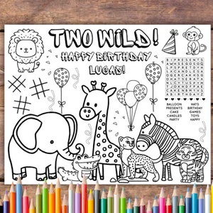 Customizable Two Wild Birthday Printable Coloring Page, Two Wild Party Favor, Two Wild Party Activity, Second Birthday Party, Activity Page