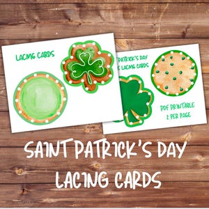 Tarjetas para hacer galletas con encaje para el día de San Patricio, descarga instantánea, educación en el hogar, aprender a coser, aprendizaje al estilo Charlotte Mason, actividad invernal