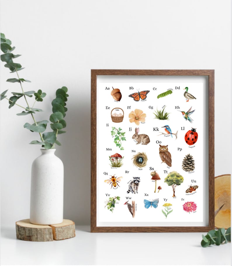 Nature Inspired Alphabet Art Print 18x24 Instant Download, Printable ...