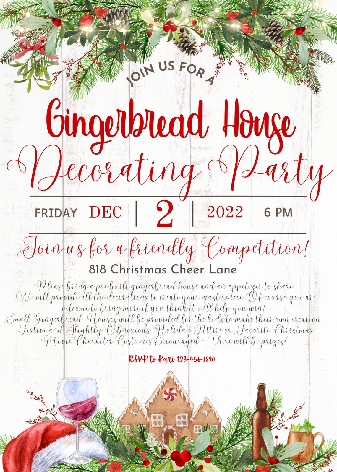 Customizable Holiday Open House Party Invitation Holiday Etsy