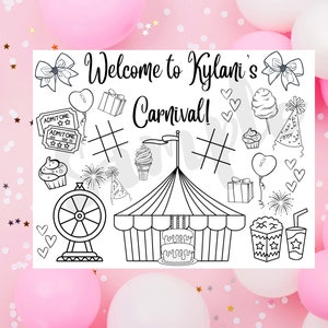Página para colorear de cumpleaños de carnaval femenino personalizable