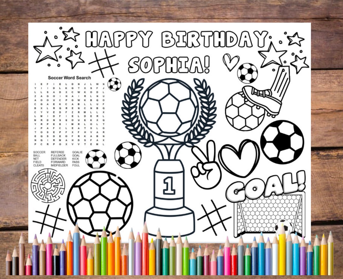 Customizable Printable Soccer Birthday Coloring Pages, Soccer Party ...