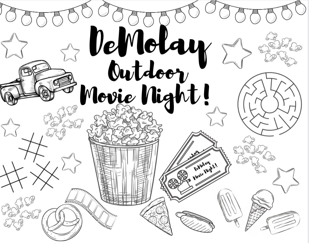 Printable Movie Night Coloring Page, Cinema Coloring Page, 03/17/2024
