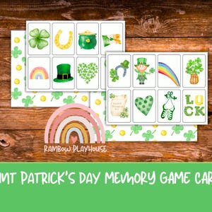 16 St. Patrick’s Day Memory Spielkarten, Sofort Download, Homeschool, Memory, Charlotte Mason Stil, Lernen, St. Pat’s Day