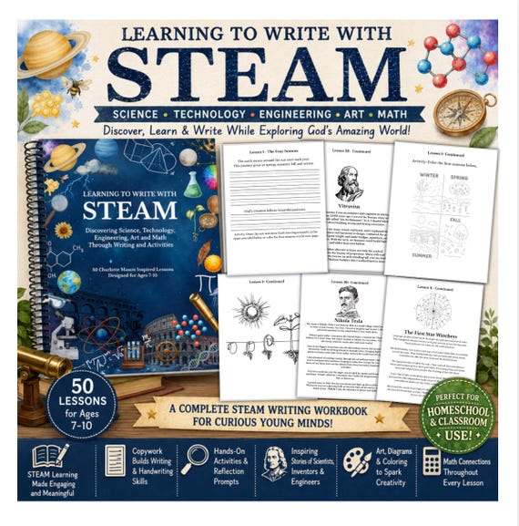 STEAM Copywork Workbook: Charlotte Mason Inspired Learning for Ages 7-10