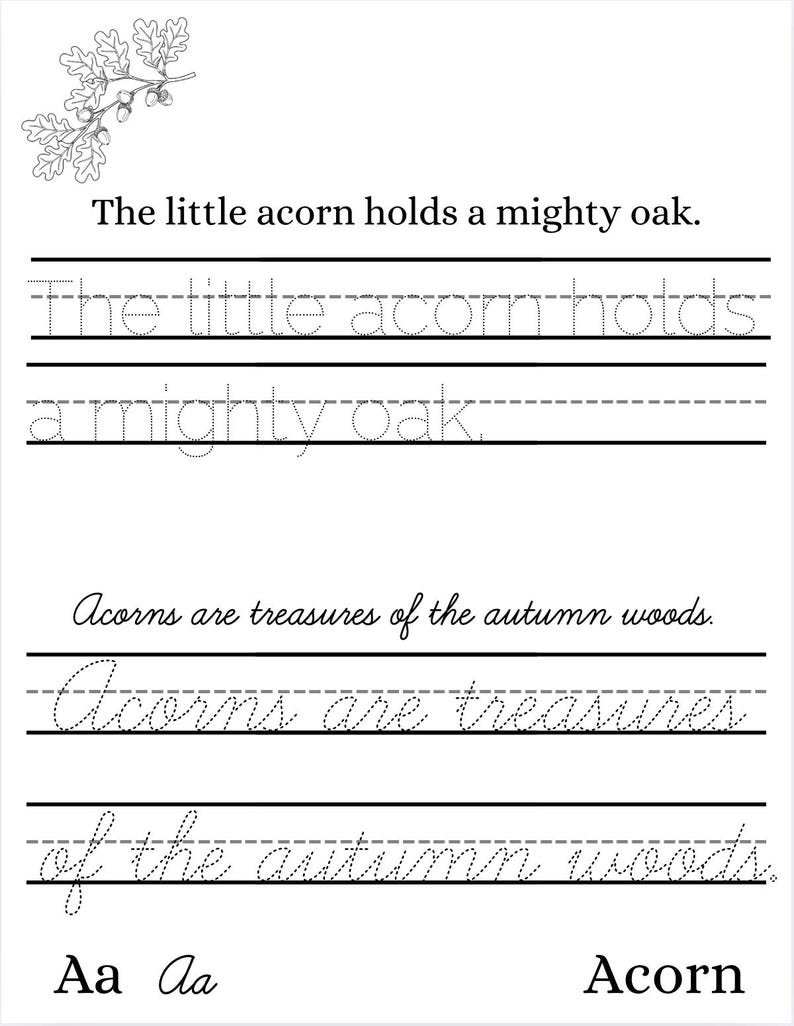 Nature Inspired Cursive & Print Practice Workbook: Homeschool Printable ...