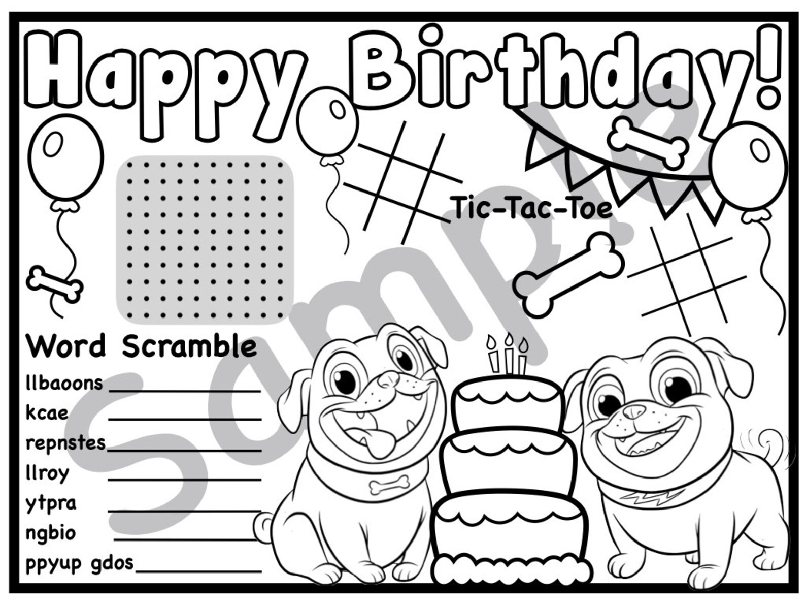 Set of 3 Printable Puppy Dog Pals Birthday Coloring Pages - Etsy