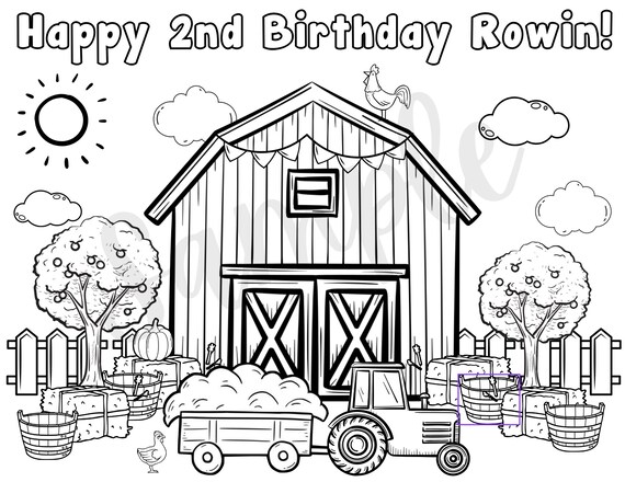 Pink Floral Farm Coloring Packs Personalized Party Favors & Kids Gifts  Tractor and Farm Animal Crayons Farm Coloring Pages for Kids 