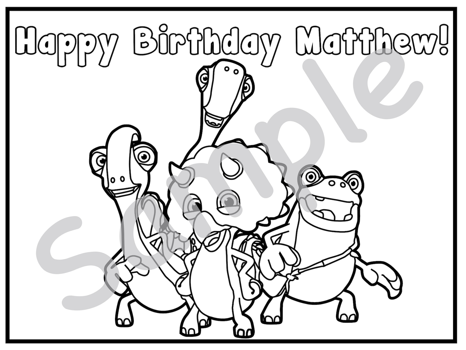 Set of 4 Customized Gigantosaurus Coloring Pages Characters - Etsy