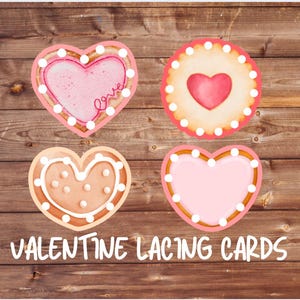 Tarjetas de encaje con galletas para San Valentín, descarga instantánea, educación en el hogar, aprender a coser, aprendizaje al estilo Charlotte Mason, actividad invernal
