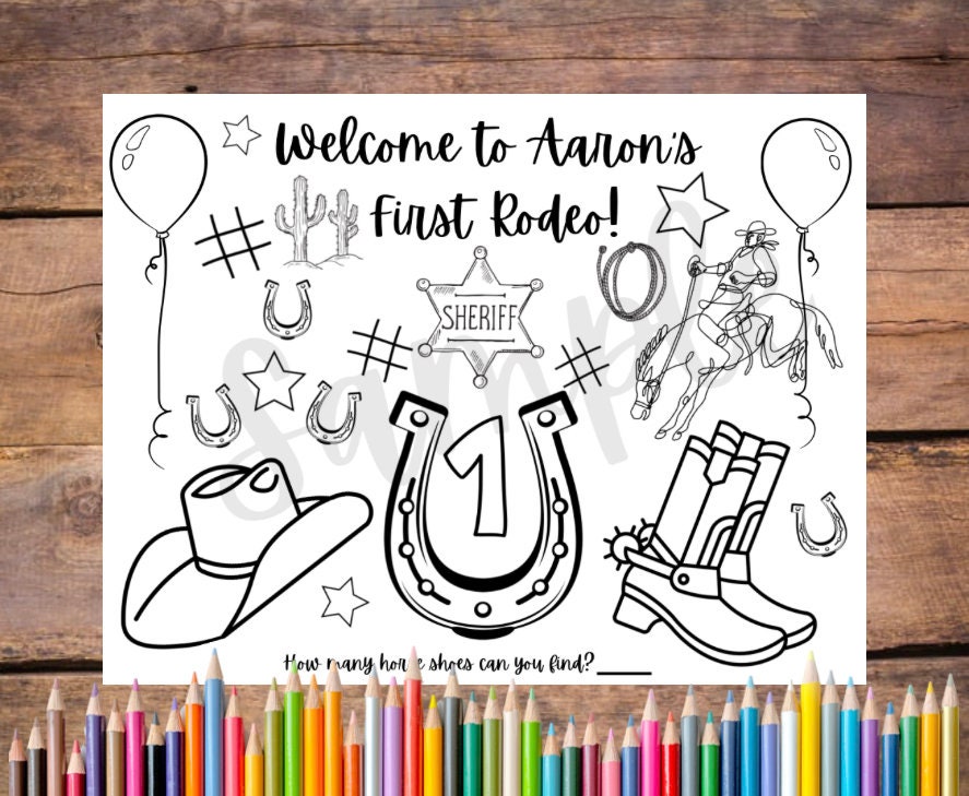 Customizable First Rodeo Birthday Printable Coloring Page - Etsy
