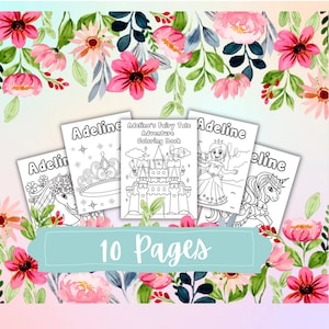Set of 10 Customizable Fairy Tale Princess Theme Coloring Pages, Princess, Coloring Sheets, Custom Coloring Pages, Custom Coloring Book