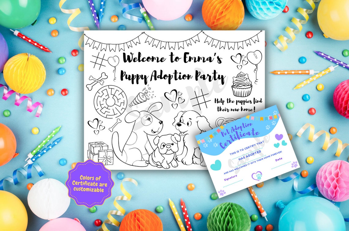 Customizable Puppy Adoption Birthday Party Printable and - Etsy